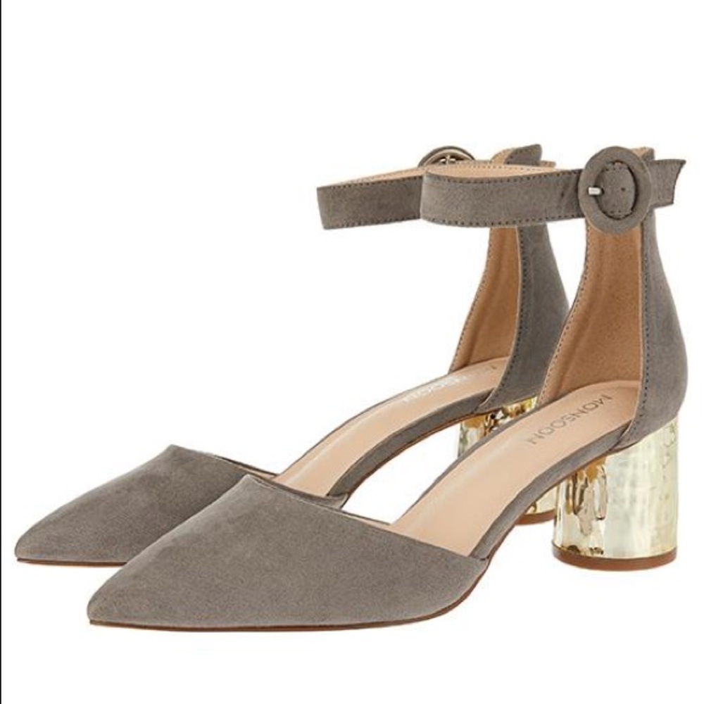 Gray Metallic Heel Pump